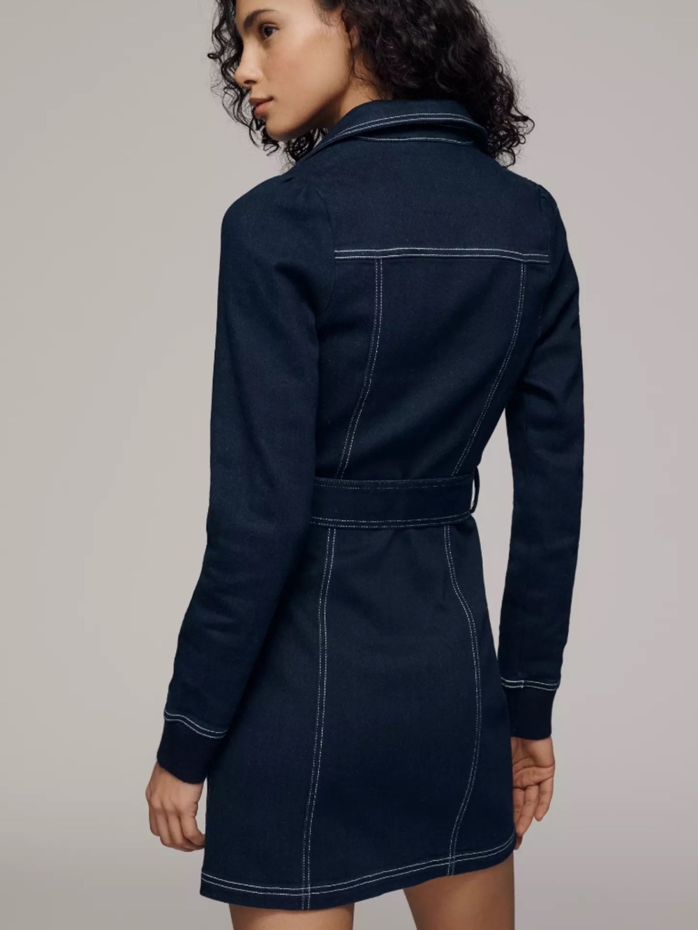 Anthropologie Pilcro Denim Long-Sleeve Mini Shirtdress in Darn Denim nwt - Picture 2 of 3